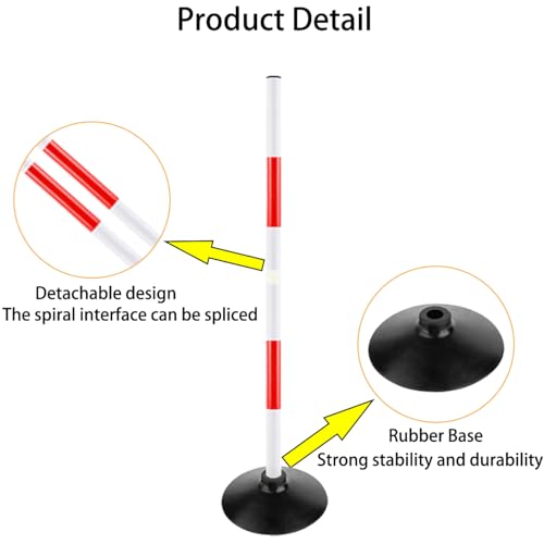 Red-White Soccer Agility Pole Set Rubber Base Dribbling Stick Traffic Warning Sign Pole Multifunctional Training Pole - color: Pack of 6, style: 3.3 FT
