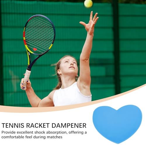 Tennis Racket Vibration Dampener Soft Silicone Racket Shock Absorber for Tennis Racquet String - Heart Shaped - color: Sky Blue