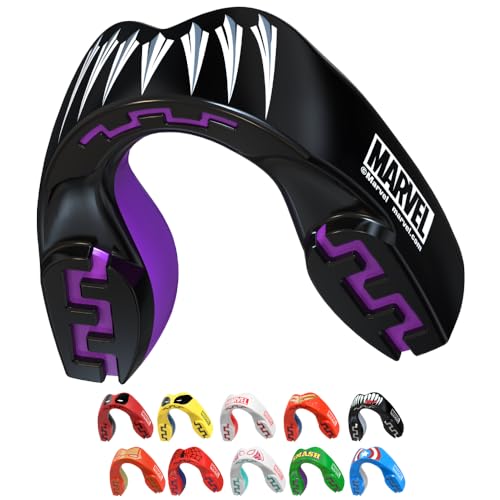 Marvel Black Panther Mouth Guard, Dual Layer Mouthguard Youth with Case, Easy Fit Remoldable Mouthpiece for Football, Boxing, Lacrosse, MMA, Basketball & All Contact Sports (Kids <11 Years, Black) - color: Black Panther, size: Junior (up to 11 Year)