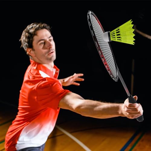 KH Badminton Rackets Set of 2 4 6 for Adults Kids,Beach Lawn Backyard Game Outdoor Sports,Racquets,Shuttlecocks & Carry Bag Included - color: Black, Red, Blue (6 Player)