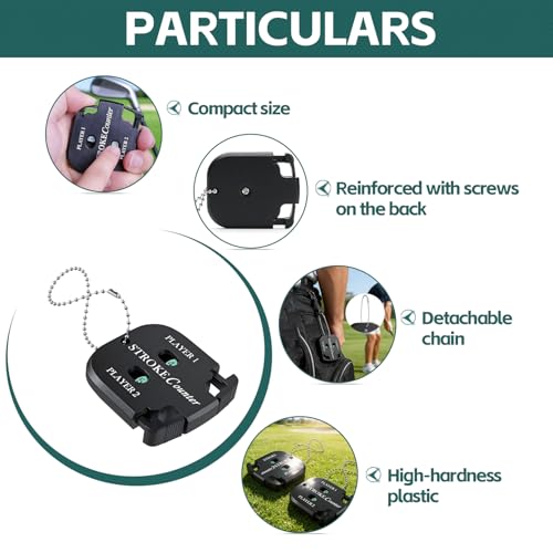 2Pcs Golf Stroke Counter, 2-Player Golf Counter Clicker with Hanging Rope, Shockproof Mini Portable Stroke Counter for Your Golf, Outdoor Sports, Different Kinds of Competitions and Games(Black)