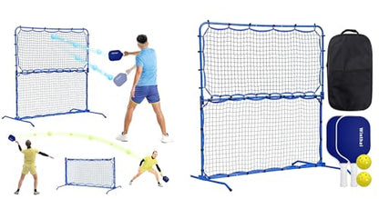 2PCS Pickleball Practice Rebounder Net Complete Set with Pro Pickleball Paddles and Balls