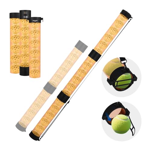 NEEWER Ball Retriever Tube Hopper for Tennis Balls & Pickleballs, Detachable Section No Bending Pickup Picker Upper Collector with Stopper & Shoulder Strap - style: TB02Z（3 section）