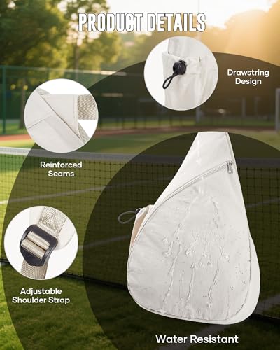 Pickleball Bag,Pickleball Bags for Women Men,Gym Bag,Protable Sling Backpack Fits 2 Paddles - color: A-Beige