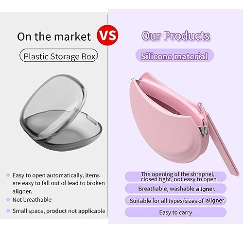 2 Pack Silicone Retainer Case with Vent Holes Lanyard Aligner Case Cute Portable Container Holder Night Guard Case for Travel Girl Women Men Kids (Pink+Blue) - color: Pink+Blue