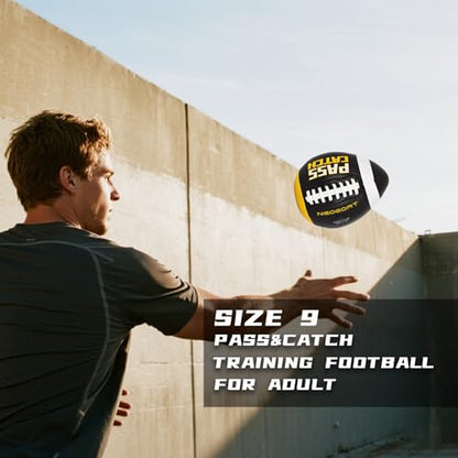PassCatch Training Football, Fatherless Bounce Back Football Training Equipment Composite Leather Improving Enhance Solo Passing Catching Skills Offical Size(Ages 14+,Deflated)