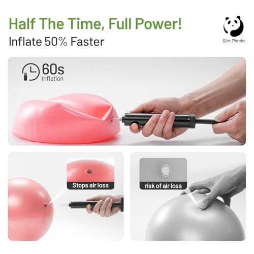 Slim Panda 9 Inch Pilates Ball - Anti-Burst Mini Yoga Ball with Needle Valve Pump - Small Exercise Core Ball for Barre, Stability & Physical Therapy