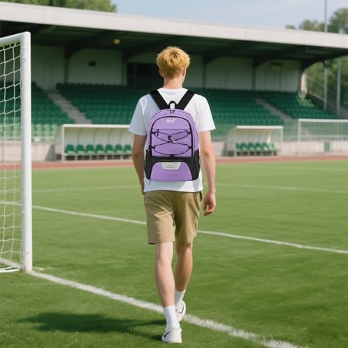 WOLT Soccer Backpack Soccer Bag with Ball Holder & Shoes Compartment, Sport Equipment Bags For Football, Basketball, Volleyball, Gym - color: Purple