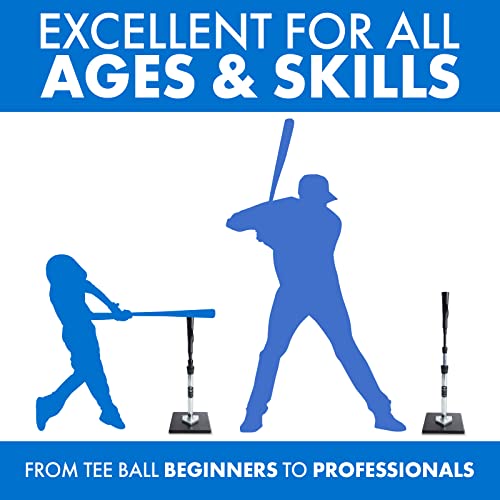Tanner Tee The Original Batting Tee – Adjustable Pro Hitting Tee for Baseball & Softball, Steel Shaft, Composite Base, Hand-Rolled Rubber Top, 26"-43" Height
