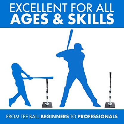Tanner Tee The Original Batting Tee – Adjustable Pro Hitting Tee for Baseball & Softball, Steel Shaft, Composite Base, Hand-Rolled Rubber Top, 26"-43" Height