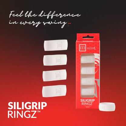 Siligrip Ringz Racket, Non-Slip Silicone Pickleball Paddle Grip Bands, Vibration Dampening Overgrip Alternative for Pickleball, Padel, Tennis, Badminton & Squash, 4 Pack - color: White