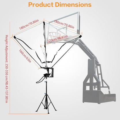 Basketball Rebounder with 180° Rotating Track Adjustable Height Basketballs Return Attachment with Net Return System Portable Hoop Trainer Tripod for Continuous Solo Practice