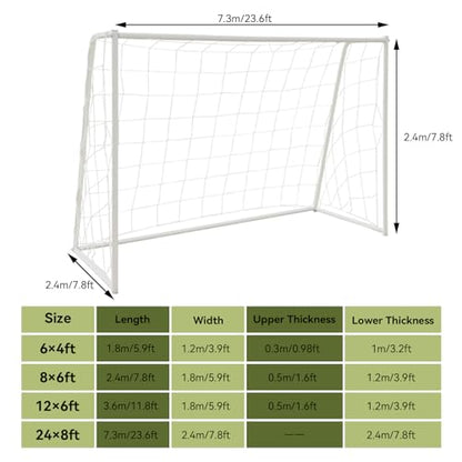 Soccer Goal Net, Sports Soccer Replacement Goal Nets Football Net Soccer Netting for Backyard Games and Training for Adults and Youth Soccer Practice, White - size: 24X8FT