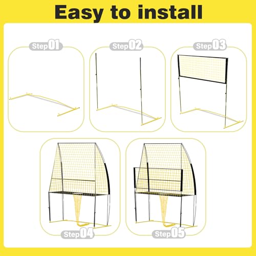 Volleyball Training Net Equipment System，Volleyball Practice Net of Adjustable Height, Good Stability, Easy Assembly & Storage, Indoor and Outdoor Use