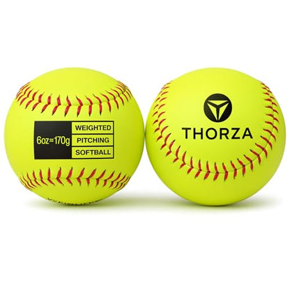 Thorza 12" Weighted Training Softballs - Training Balls to Increase Pitch Velocity & Arm Strength - Durable Softball Practice Equipment for Pitchers of All Skill Levels - style: Set of 4 (6, 8, 10 & 12 oz)