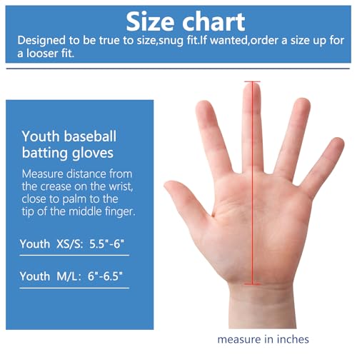 Goporoy Super-Grip Youth Baseball Batting Gloves for Kids, Ergonomic Design for Boys and Girls, Enhanced Protection & Optimal Performance