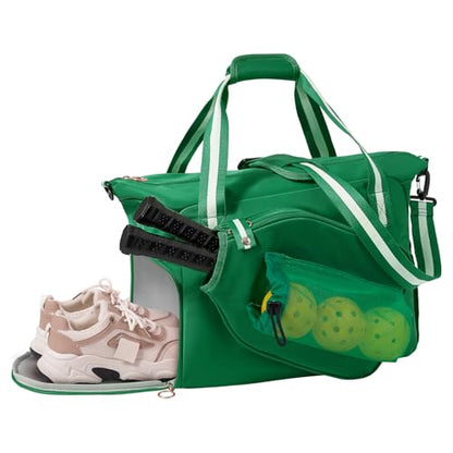 Pickleball Bag for Women Men,Pickleball Tote Bag with Shoe Compartment - color: Green