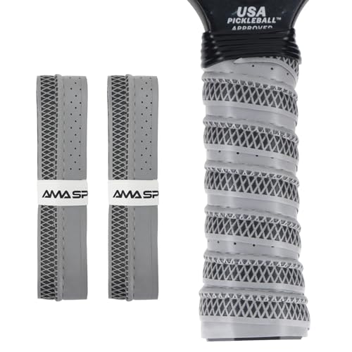 AMA SPORT Pickleball Paddle Grip Tape 2 Pack Pickleball Overgrip Replacement Grip Wrap for Pickleball Rackets Anti-Slip Grip Ridge Easy Installation and Long-Lasting Performance - color: Gray