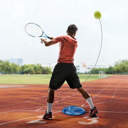 Solo Tennis Trainer Rebounder with Ball, Portable Tennis Training Equipment for Beginners, Multifunctional Tennis Solo Practice Kit with High-Elastic Rope for Backyard & Park