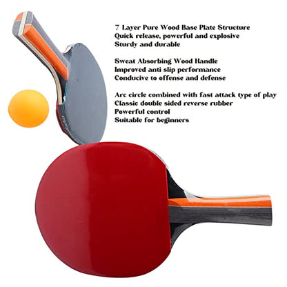 Table Tennis Paddle Set Strong Control Beginners Bats for Family and Friends Poplar Rubber