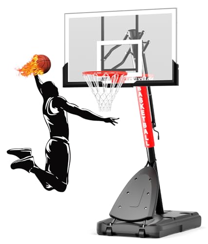 Basketball Hoop Outdoor 7.5-10 FT Height Adjustable, Portable Basketball Goals Systems with 54" Backboard for Youth Adults Teens - Backyard, Driveway Play