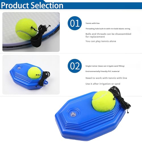 Tennis Practice Rebounder, Tennis Trainer Rebound Ball with 2 String Balls, Portable Tennis Ball Practice Rebounder for Adults or Kids Beginners