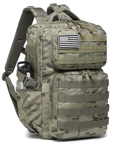 Wotony Military Tactical Backpack for Men Waterproof Daypack 3 Day Assault Pack Molle Bag with Water Bottle Holder - color: Cp, size: 25L