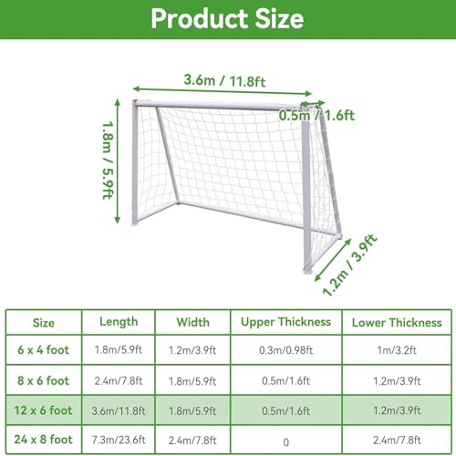 Soccer Net, Replacement Football Net Sports Soccer Goal Post Net Replacement for Sports Match Training - size: 12X6FT