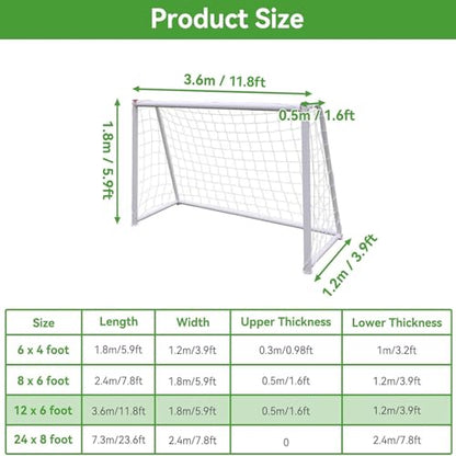 Soccer Net, Replacement Football Net Sports Soccer Goal Post Net Replacement for Sports Match Training - size: 12X6FT
