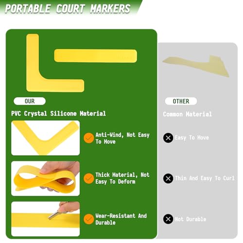 Hikeen Court Lines Marker Kit Anti-Slip and Wind-Resistant Throw Down Markers 28pcs or 84pcs, Pickleball Net Court for Outdoor Indoor Court