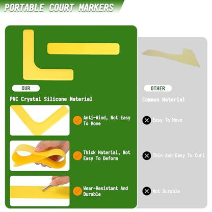 Hikeen Court Lines Marker Kit Anti-Slip and Wind-Resistant Throw Down Markers 28pcs or 84pcs, Pickleball Net Court for Outdoor Indoor Court