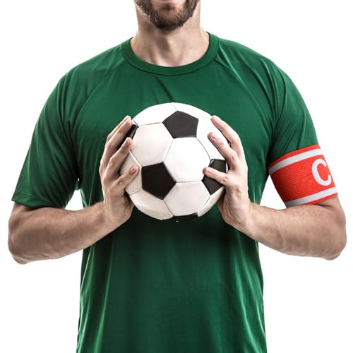Unisex Captain Armband for Soccer Training, Adults & Youths Classic Captain ‘C' Arm Band Adjustable Elastic Captain Armbands Team Sports Accessories - color: Red