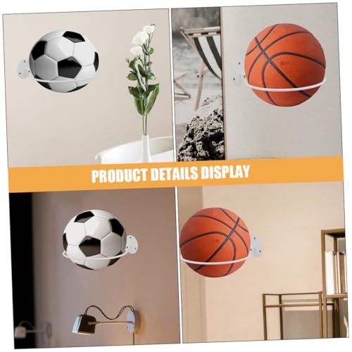 4Pcs White Wall Mount Ball Holder Rack for Football Rugby Soccer Basketball Volleyball Storage Organizer Space-Saving Sturdy Garage Home Use