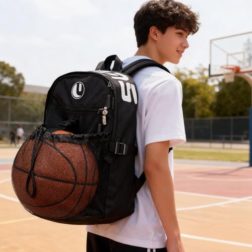 Basketball Backpack with Separate Ball Compartment & Shoe Storage - Durable Sports Bag for Kids & Youth, Water-Resistant Gym Bag for Soccer, Volleyball, and Basketball Gear Training