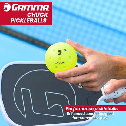 GAMMA Chuck Outdoor Pickleballs, Symmetrical 38-Hole Design, USAPA Approved for Tournament Play, Durable, All-Weather Endurance, Consistent Flight, Enhanced Speed, Competitive & Practice - style: 48 Pack