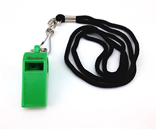 yueton Plastic Coach Whistles with Lanyard, Pack of 6 - color: Green