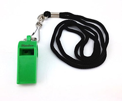 yueton Plastic Coach Whistles with Lanyard, Pack of 6 - color: Green