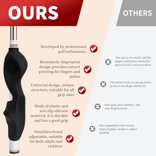 Golf Grip Trainer, Silicone Full-Cover Swing Training Aid, Corrects Grip Posture & Builds Muscle Memory, Adjustable for All Clubs, Right-Handed Golfers