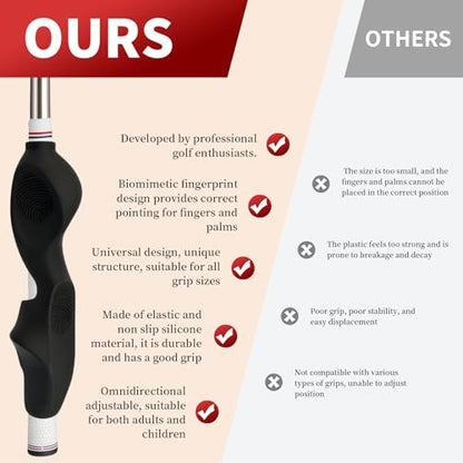 Golf Grip Trainer, Silicone Full-Cover Swing Training Aid, Corrects Grip Posture & Builds Muscle Memory, Adjustable for All Clubs, Right-Handed Golfers