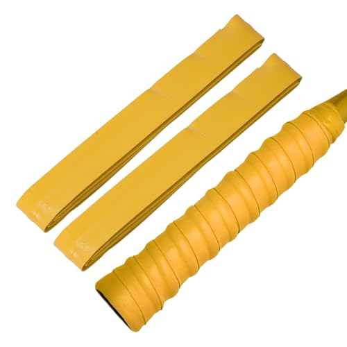 2 Pcs Tennis Racket Grip Tape, Dry Tennis Overgrip Tape, Anti-Slip Absorbent Grip, Racket Overgrip Tape - color: Yellow, size: Textured-43.3"x1"x0.03"