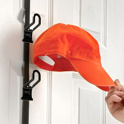 Perfect Curve Hat Organizer CapRack 2-Pack | Over-The-Door Hat Rack and Organizer | Baseball Cap Rack | Hat Rack for Door | 4 Straps | Holds 36 to 72 Adjustable Caps |Black - size: 4 Straps - up to 72 Caps