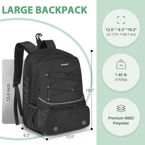 Arcoyard Tennis Bag Holds 2 Rackets, Professional Tennis Bags for Women, Tennis Backpack with Ventilated Shoe Compartment - color: Black