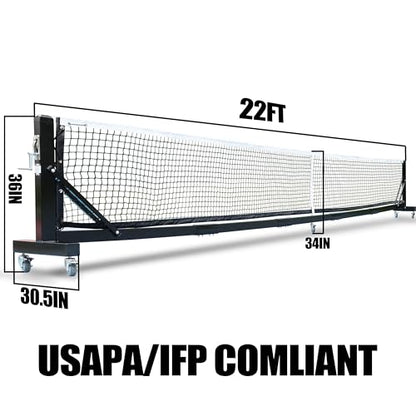 USAPA/IFP Portable Pickleball Net with Wheels-Heavy-Duty 75mm Aluminum Rust-Resistant Professional Net System for Commercial Court, Backyard, Driveway & Tournament Play