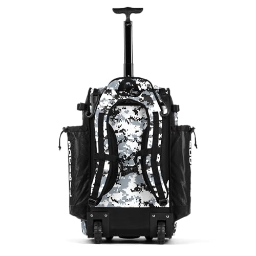 Boombah Catchers Superpack Hybrid Rolling Digital Camo Bat Bag - Multiple Colors - Wheeled & Backpack Version - color: Black/Gray