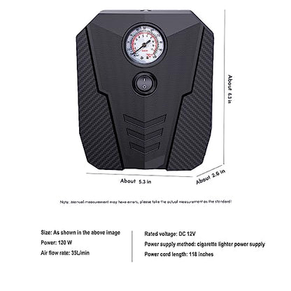 Tire Inflator Portable Car Air Compressor,12V Electric Car Air Pump with Analog Display 100 psi Dial Gauge Inflator with Adaptors for Bicycles, Trucks, Balls,Cars