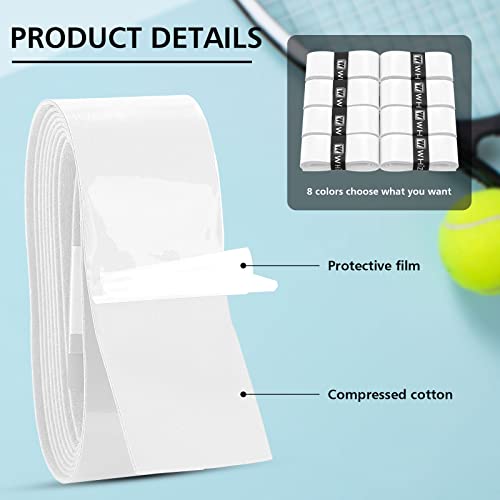 Jerify 24 Pieces Tennis Racket Grip Tape, Precut Tennis Overgrips Tape Badminton Racket Grips with Velvety Comfort for Anti Slip and Absorbent Grip - color: White