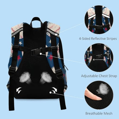 ALAZA Baseball Pattern School Backpack Bookbag Safety Harness Leash with Chest Strap for Boys Girls