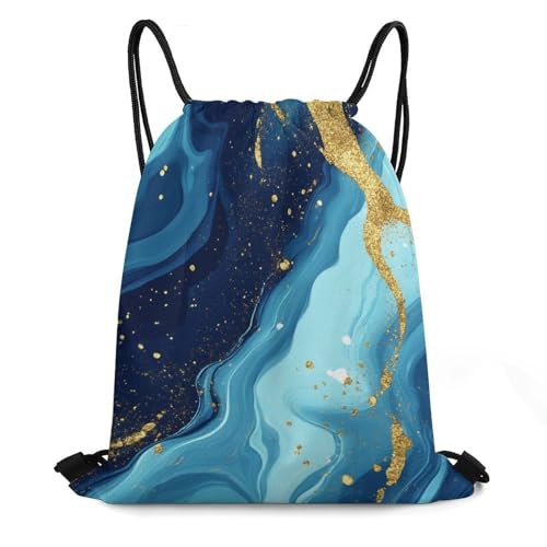 Travel Drawstring Backpack Theft Proof Cinch Sack Water Resistant Sackpack for Camping Hiking Outdoor Sports, Blue Trippy Marble Bags - color: Picture (1016)