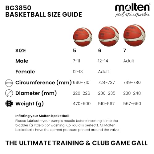 Molten BG3850 Basketball, Orange/Ivory, 6