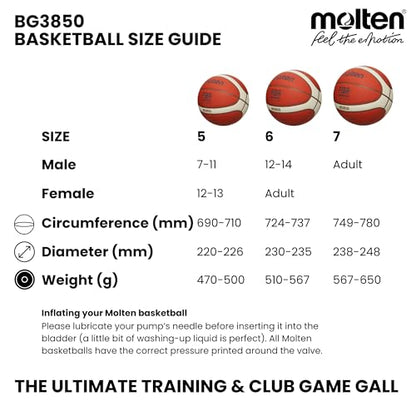 Molten BG3850 Basketball, Orange/Ivory, 6